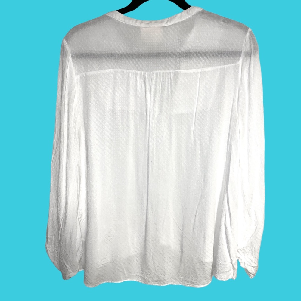 Maeve Anthropologie thin lightweight rayon summer 3/4 sleeve button up top sz 8 - Picture 2 of 7